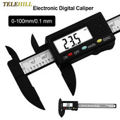 0-100 mm vernjē suports LCD digitālais elektroniskais oglekļa šķiedras Vernjē suports mērītājs mikrometrs liela ekrāna pahometra suports
