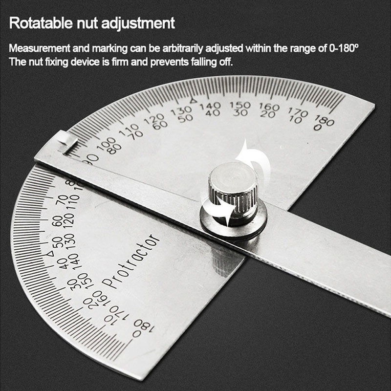 180 laipsnių kampo matuoklis nerūdijančio plieno kampo liniuotė, matavimo liniuotė sukamieji mechaniniai įrankiai, patvarūs matavimo prietaisai