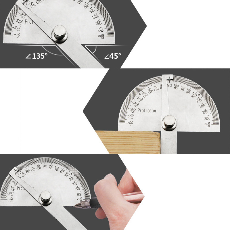 180 laipsnių kampo matuoklis nerūdijančio plieno kampo liniuotė, matavimo liniuotė sukamieji mechaniniai įrankiai, patvarūs matavimo prietaisai