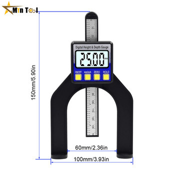 Дълбокомер LCD Височини Шублери с магнитни крачета за фрезови маси Дървообработващи измервателни инструменти