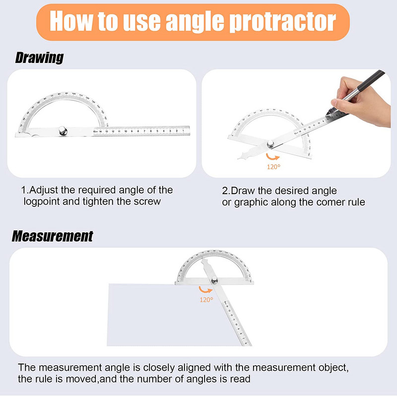 180 laipsnių kampo matuoklis, pusapskritis kampo liniuotė.