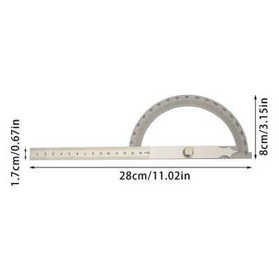 180 laipsnių metalinis kampo ieškiklis Goniometras kampo matuoklis, nerūdijančio plieno sukamoji matavimo liniuotė, medžio apdirbimo įrankiai 15 cm