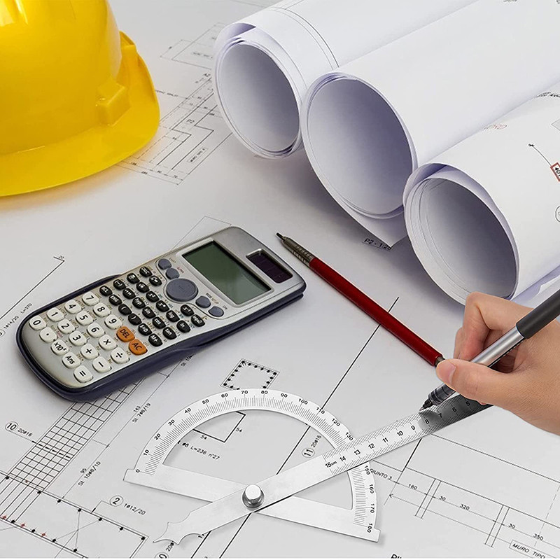 180 laipsnių metalinis kampo ieškiklis Goniometras kampo matuoklis, nerūdijančio plieno sukamoji matavimo liniuotė, medžio apdirbimo įrankiai 15 cm