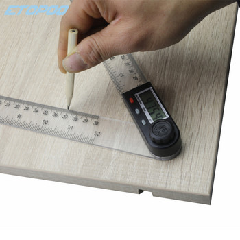 Εργαλείο μέτρησης μοιρογνωμόνιου ηλεκτρονικού γωνιόμετρου 0-300mm Πολυλειτουργικός γωνιακός χάρακας οθόνης LCD 360°
