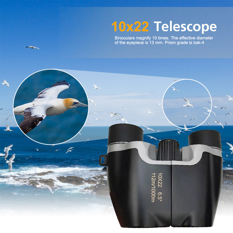 Binoclu pentru copii HD 10X22 de mare putere Telescop portabil cu prismă Porro cu rază lungă de acțiune pentru sport în aer liber Camping călătorii