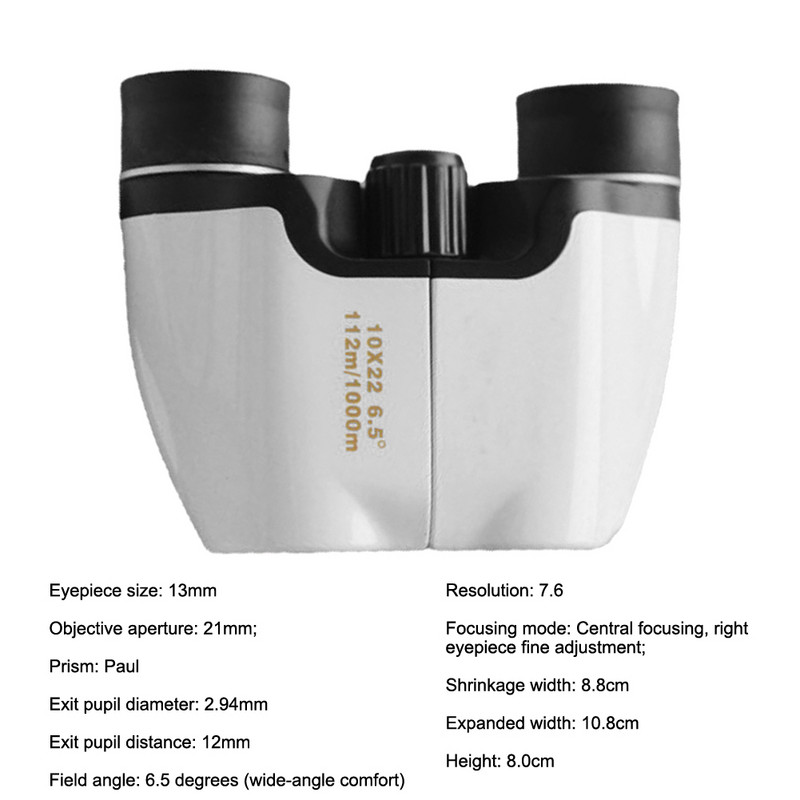 Binoclu pentru copii HD 10X22 de mare putere Telescop portabil cu prismă Porro cu rază lungă de acțiune pentru sport în aer liber Camping călătorii