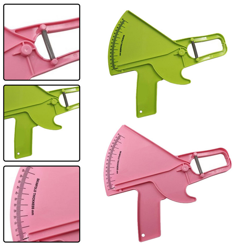 80 mm kūno riebalų apkaba ABS rožinė/žalia adipometro odos raukšlių matavimas 11*9,4*1,2 colio svorio matavimo testerio matavimo įrankiai