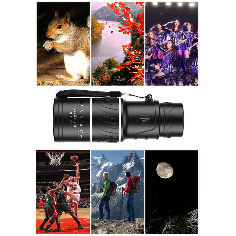 40x60 suure veekindla võimsusega öine monokulaarne teleskoop veekindel matkamonokul, kahe fookusega võimas binokkel