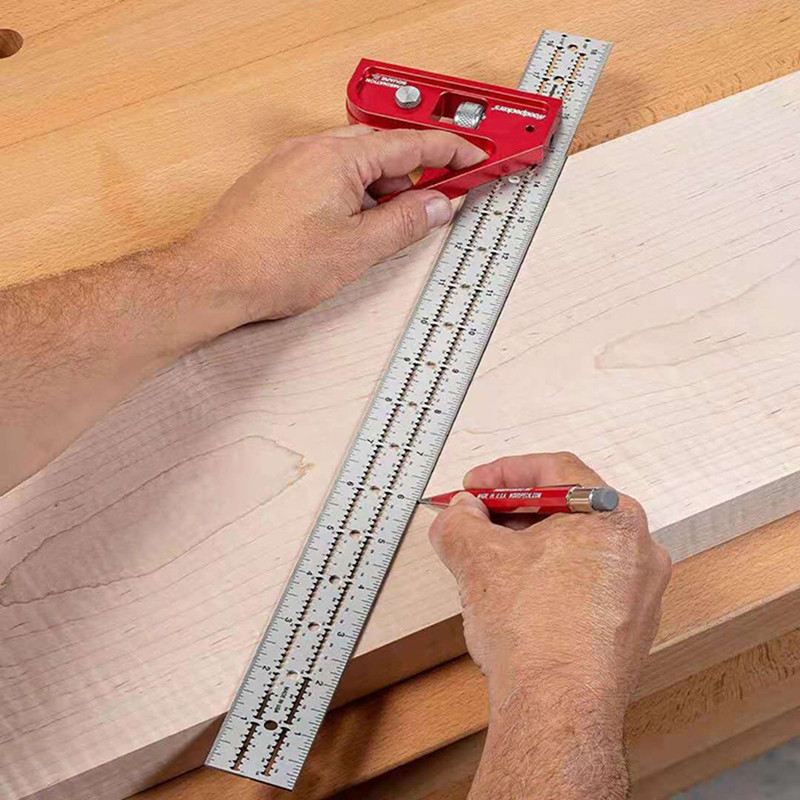 Nástroj na obrábanie dreva Nastaviteľné posuvné pravítko Kombinácia štvorca DIY Domácnosť Tesár Strojníci Pravouhlý trojuholník 6/12/18 palcov