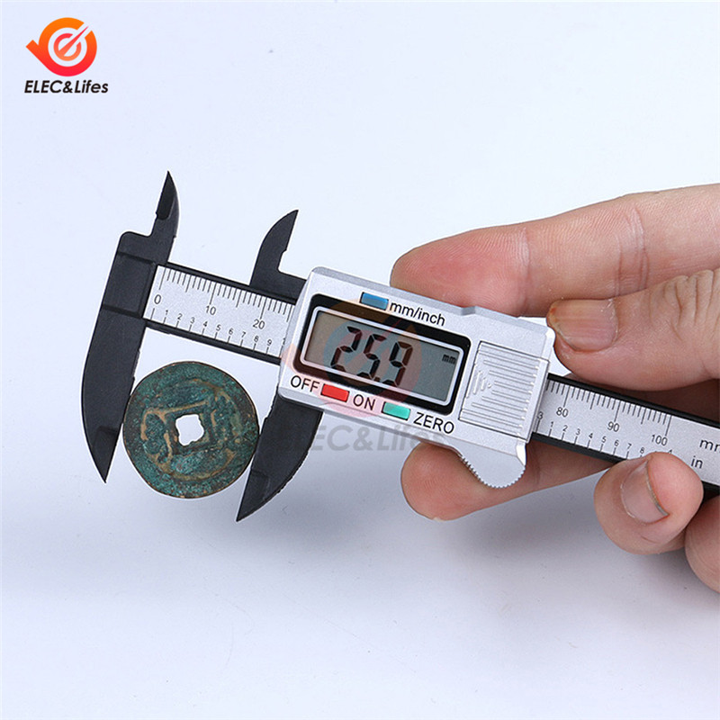 0-150 mm 6-palcový elektronický digitálny posuvný mikrometer s noniusom z uhlíkových vlákien, merací nástroj pre priemyselný automobilový priemysel