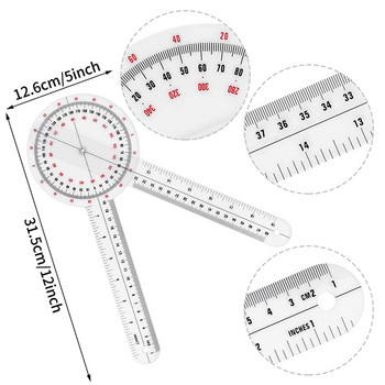 Γωνιόμετρο 12 ιντσών Πλαστικό γωνιόμετρο σπονδυλικής στήλης 360 μοιρών για μέτρηση σώματος