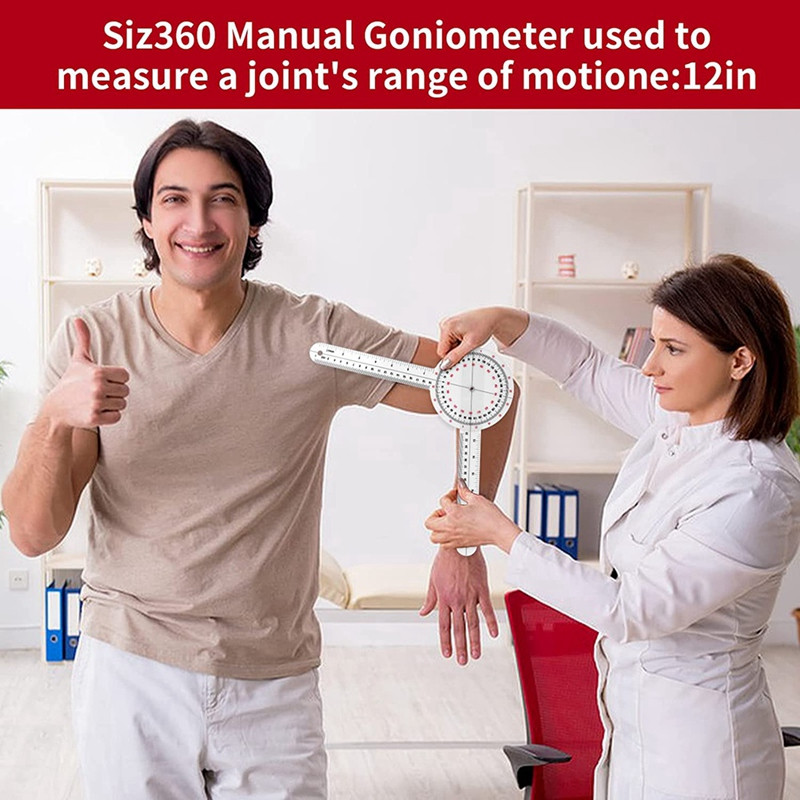 12 colių goniometras plastikinis goniometras 360 laipsnių stuburo goniometras kūno matavimui