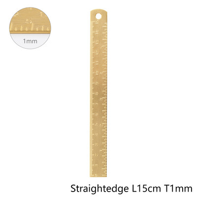 Vintažinė žalvario tiesi liniuotė metalinė trikampė liniuotė, matavimo įrankis mokiniams Kūrybinės raštinės reikmenys mokyklinėms reikmenims