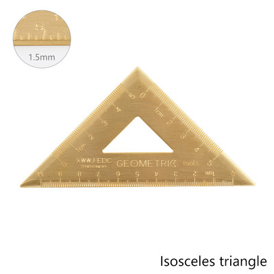 Vintažinė žalvario tiesi liniuotė metalinė trikampė liniuotė, matavimo įrankis mokiniams Kūrybinės raštinės reikmenys mokyklinėms reikmenims