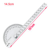 10 cm / 14,5 cm 180 laipsnių Reguliuojamas Protractor daugiafunkcis nerūdijančio plieno apvalios galvutės kampo liniuotės matematinis matavimo įrankis