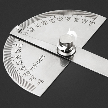 10 см/14,5 см 180 градуса регулируем транспортир, многофункционален инструмент за измерване на ъгли от неръждаема стомана, ъглова линийка с кръгла глава