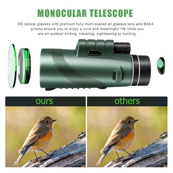 80X100 Монокуляр Професионален телескоп със статив Скоба за телефон за ниска осветеност HD телескоп за наблюдение на птици на открито Къмпинг Туризъм