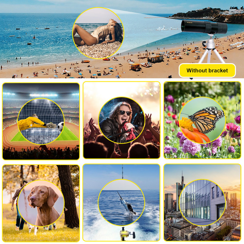 Telescop cu zoom monocular HD 10-300X Telescop portabil Binoclu puternic cu trepied și suport pentru telefon pentru camping, vânătoare