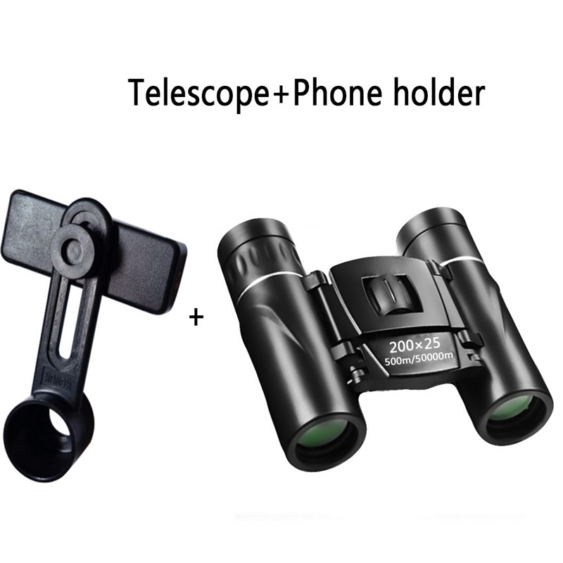 200x25 50000M teleskops Profesionālie binokļi Mini pārnēsājami salokāmi augstas tālummaiņas binokļi vājā apgaismojumā nakts redzamības teleskops