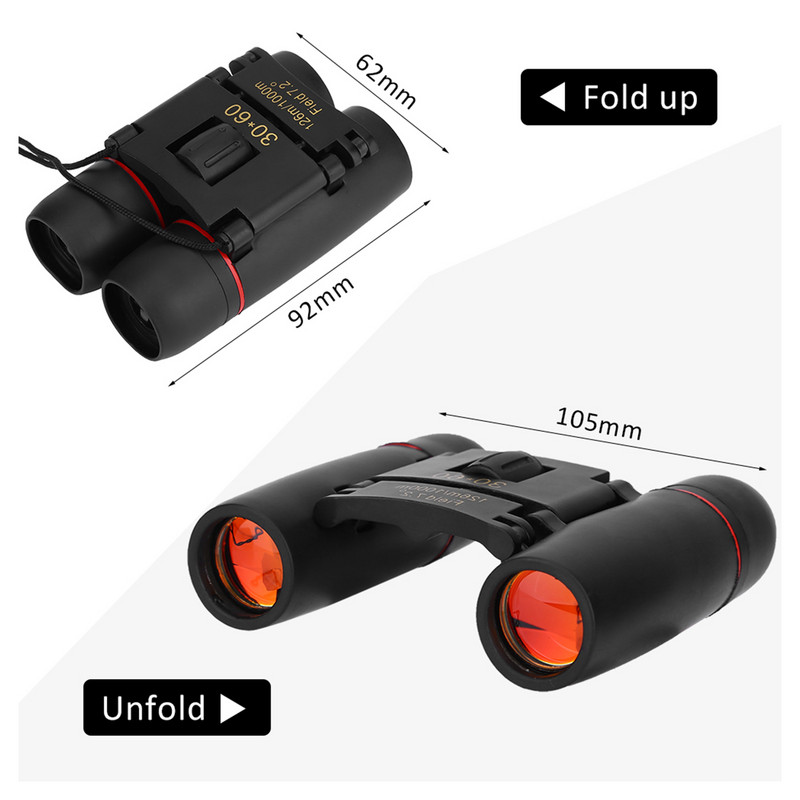 1ks 30 * 60 prenosný ľahký kovový ďalekohľad s dvojitým zaostrovaním s taškou a šnúrkou na šnúrku