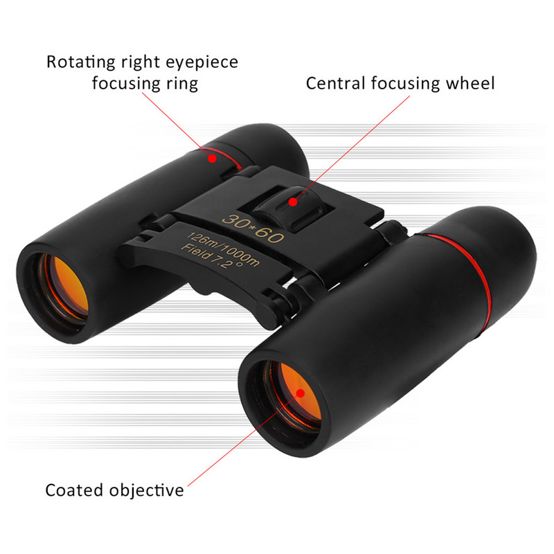 1ks 30 * 60 prenosný ľahký kovový ďalekohľad s dvojitým zaostrovaním s taškou a šnúrkou na šnúrku