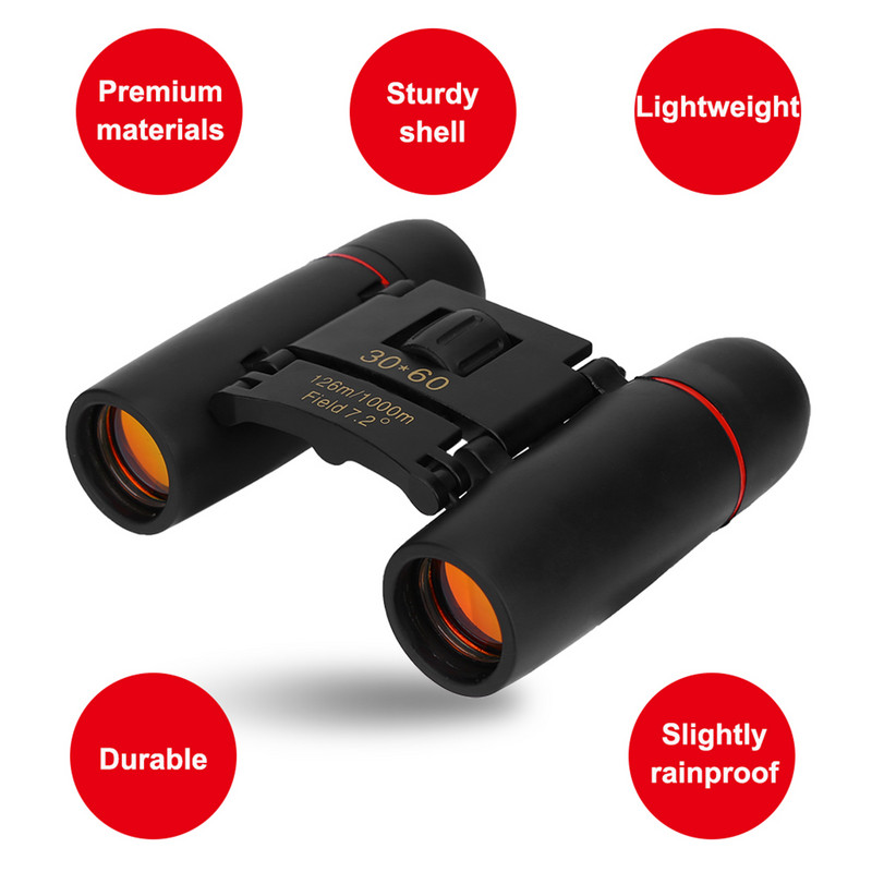 1ks 30 * 60 prenosný ľahký kovový ďalekohľad s dvojitým zaostrovaním s taškou a šnúrkou na šnúrku