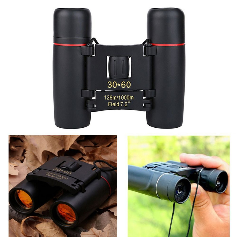 30x60 kompakti salokāmi binokļi jumta prizma kabatas ceļojumu teleskops ūdensizturīgs āra kempings