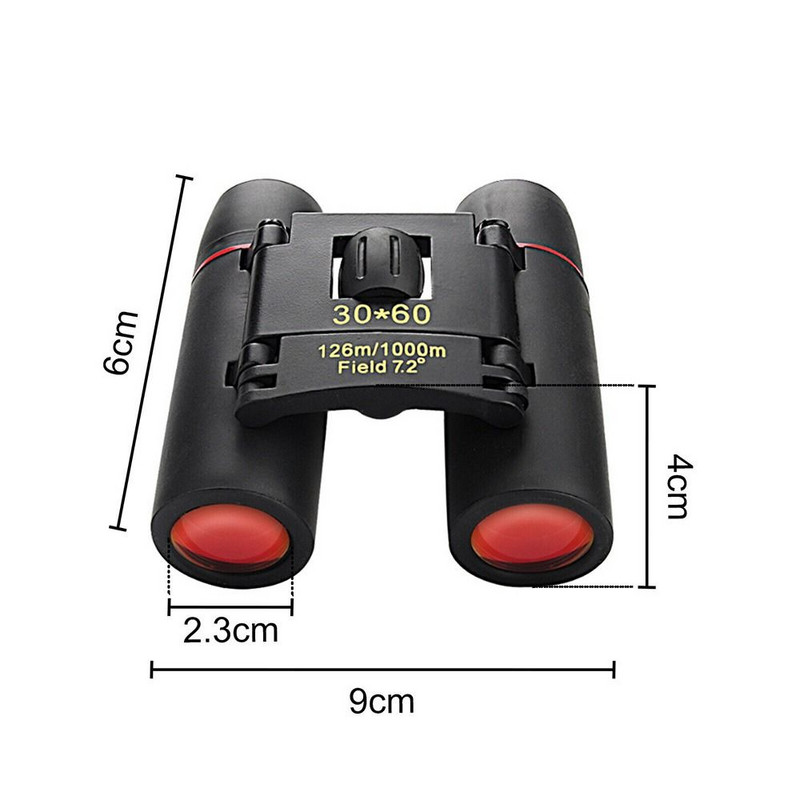 30x60 kompakti salokāmi binokļi jumta prizma kabatas ceļojumu teleskops ūdensizturīgs āra kempings