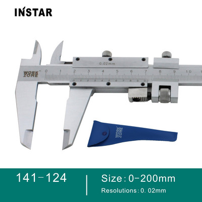 Vernjē suports, rūdīts tērauds, 150 mm 200 mm x 0,02 mm, ar precīzu regulēšanu, ekonomiskā kvalitāte