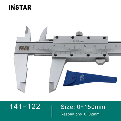 Vernjē suports, rūdīts tērauds, 150 mm 200 mm x 0,02 mm, ar precīzu regulēšanu, ekonomiskā kvalitāte