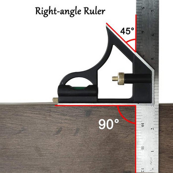 Универсална 300 мм ъглова линийка Регулируема неръждаема стомана Многофункционална комбинация от дърводелски инструменти Дърводелска квадратна метална линийка