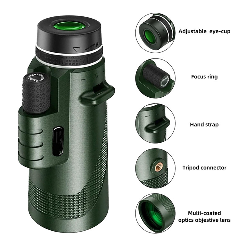 Telescop monocular HD 80X100 Monocular cu adaptor pentru suport pentru smartphone pentru observarea păsărilor, camping, drumeții
