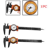1 db számlapos tolómérő mérőeszközök Műanyag nóniuszos tolómérő órával, nagy pontosságú számlapjelzővel, 0-150 mm alkatrészszerszám