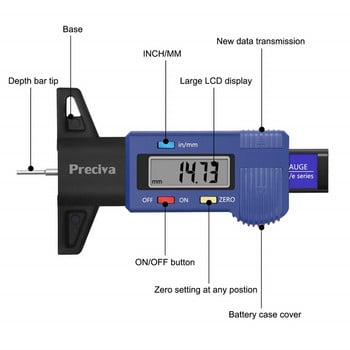 Нов уред за измерване на дълбочината на гумите Цифрови уреди за измерване на дебелината на автомобилните гуми Дълбокомер Измерване на шублер за наблюдение на протектора на гумите Откриване на износване на гуми