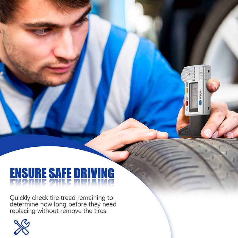 Új gumiabroncs mélységmérő digitális autógumi vastagságmérők mélységmérő mérési féknyereg gumiabroncs futófelület-figyelő gumiabroncs kopásérzékeléséhez