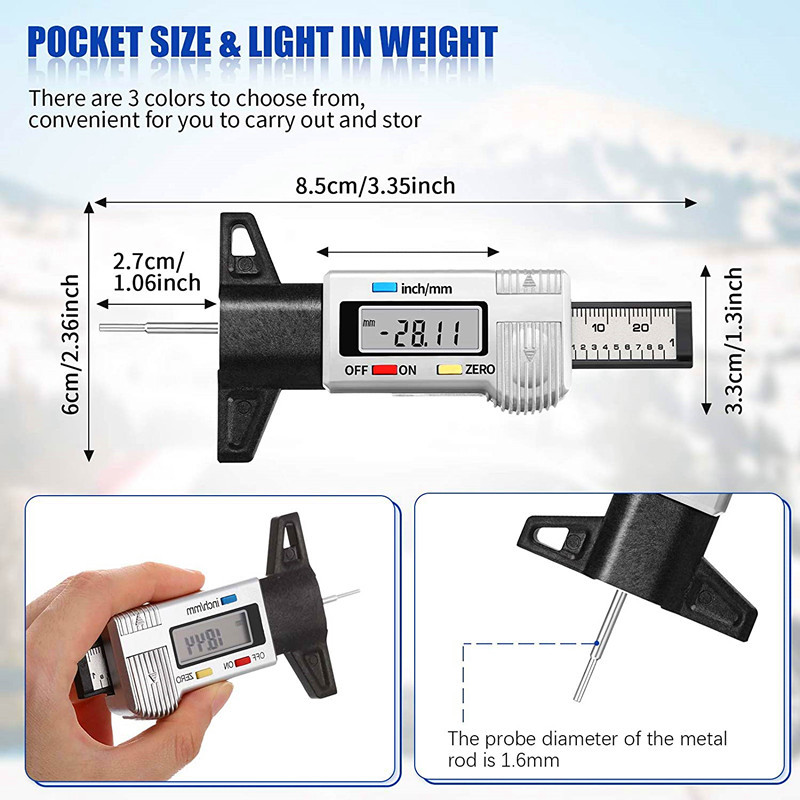 Új gumiabroncs mélységmérő digitális autógumi vastagságmérők mélységmérő mérési féknyereg gumiabroncs futófelület-figyelő gumiabroncs kopásérzékeléséhez