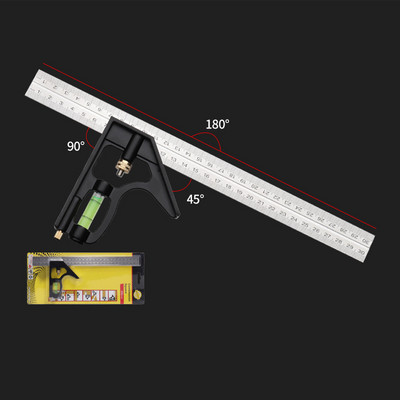 3 in 1 kombinācijas leņķa lineālu komplekts Engineer 300 mm regulējams vairāku kombināciju labās kvadrātveida transportiera mērīšanas rīku komplekts