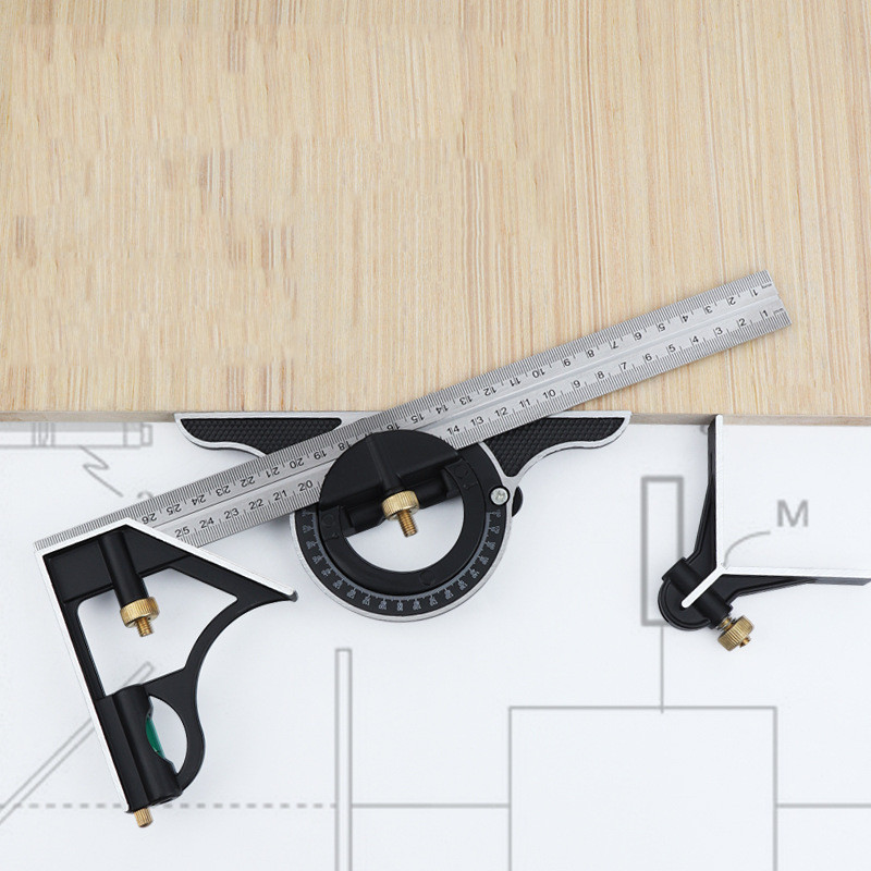 3 in 1 kombinācijas leņķa lineālu komplekts Engineer 300 mm regulējams vairāku kombināciju labās kvadrātveida transportiera mērīšanas rīku komplekts