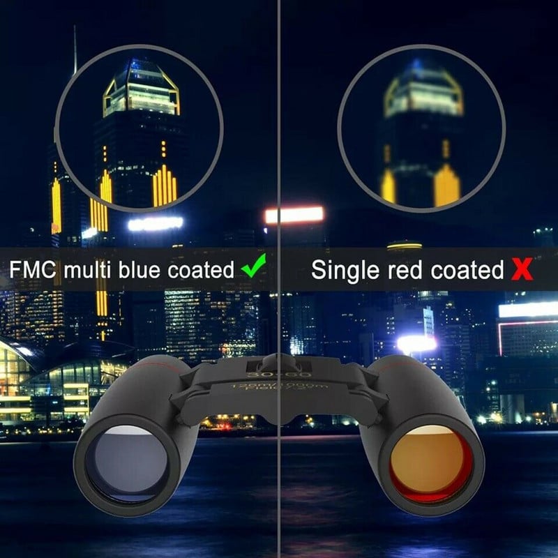 Binoclu compact cu lumină scăzută, vedere nocturnă, ocular mare, binoclu rezistent la apă pentru adulți și copii, putere mare, ușor WHS