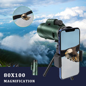 80X100 monokuláris professzionális teleszkóp állványos telefonkapcsos, gyenge megvilágítású HD távcső kültéri madármegfigyeléshez, kempingezéshez