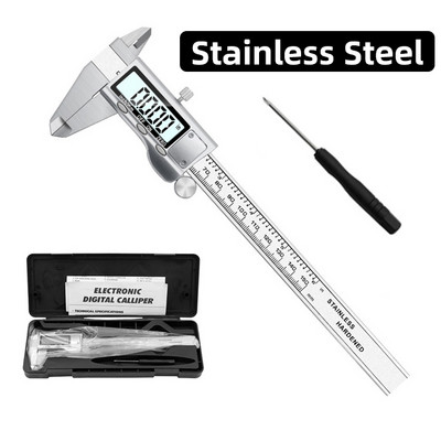 Digitális fém tolómérő 6 hüvelykes, 150 mm-es rozsdamentes acél nóniuszos féknyergek elektronikus mikrométeres mérőeszköz mélységmérő műszer