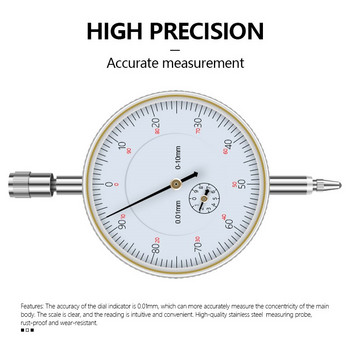 ХАМПТЪН 0-10 мм циферблат индикатор Прецизен 0,01 мм габарит циферблат Микрометър Тест габарит Измервателен инструмент