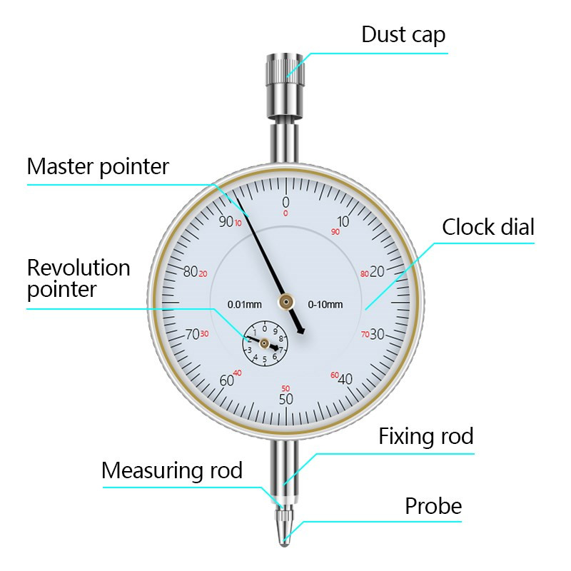 HAMPTON 0–10 mm ciferblato indikatorius, tikslumas 0,01 mm matuoklis, matuoklis, mikrometras, bandymo matuoklio matavimo įrankis