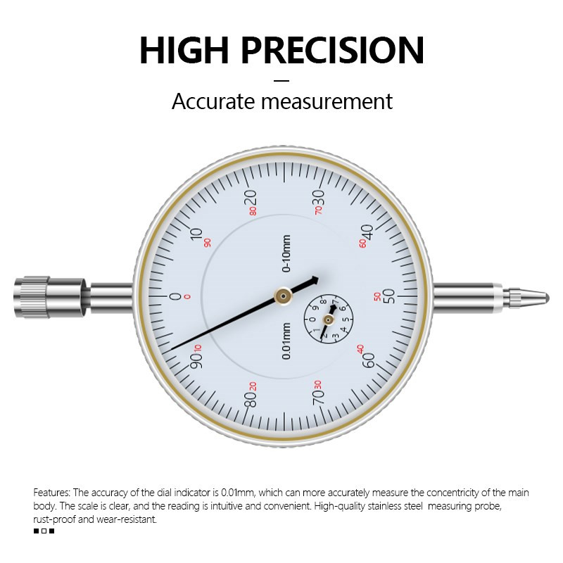 HAMPTON 0–10 mm ciferblato indikatorius, tikslumas 0,01 mm matuoklis, matuoklis, mikrometras, bandymo matuoklio matavimo įrankis