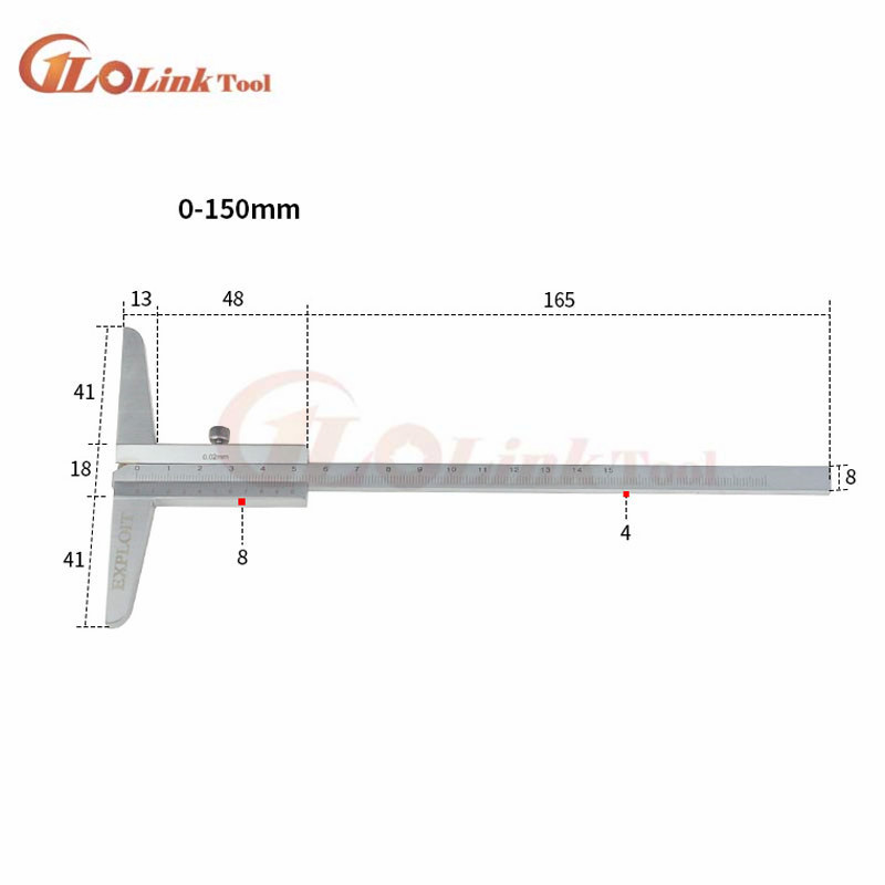 6" 0-150 mm dziļums Vernjē suports 0,02 alumīnija sakausējums Metriskais mērītājs Mikrometrs Mērinstrumenti Augsta kvalitāte