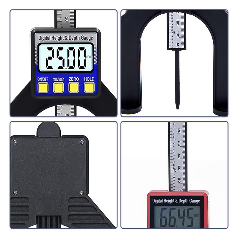 Caliper digital de adâncime de 0-80 mm LCD pentru măsurători de înălțime, șublere 0,01 mm cu picioare magnetice pentru instrumente de măsurare pentru prelucrarea lemnului