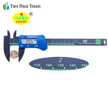 Tao Hua Yuan New Arrival 150mm 6 ιντσών LCD ψηφιακό ηλεκτρονικό ανθρακονημάτινο δαγκάνα Vernier Μικρόμετρο εργαλείο μέτρησης Χάρακας