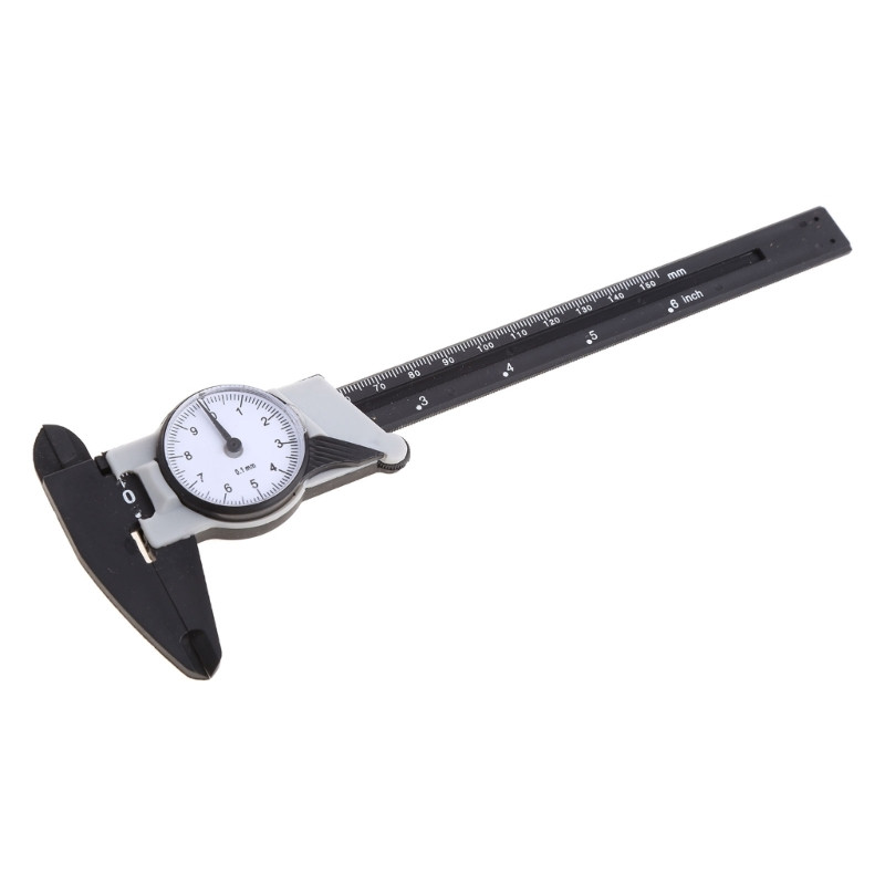 Új, 150 mm-es 6 hüvelykes számlapos tolómérő műanyag nóniuszos tolómérő, négyutas mikrométer