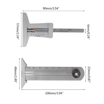 Κανόνας μετρητή από ανοξείδωτο χάλυβα 0-60mm/0-50mm Πέλμα ελαστικού αυτοκινήτου Vernier