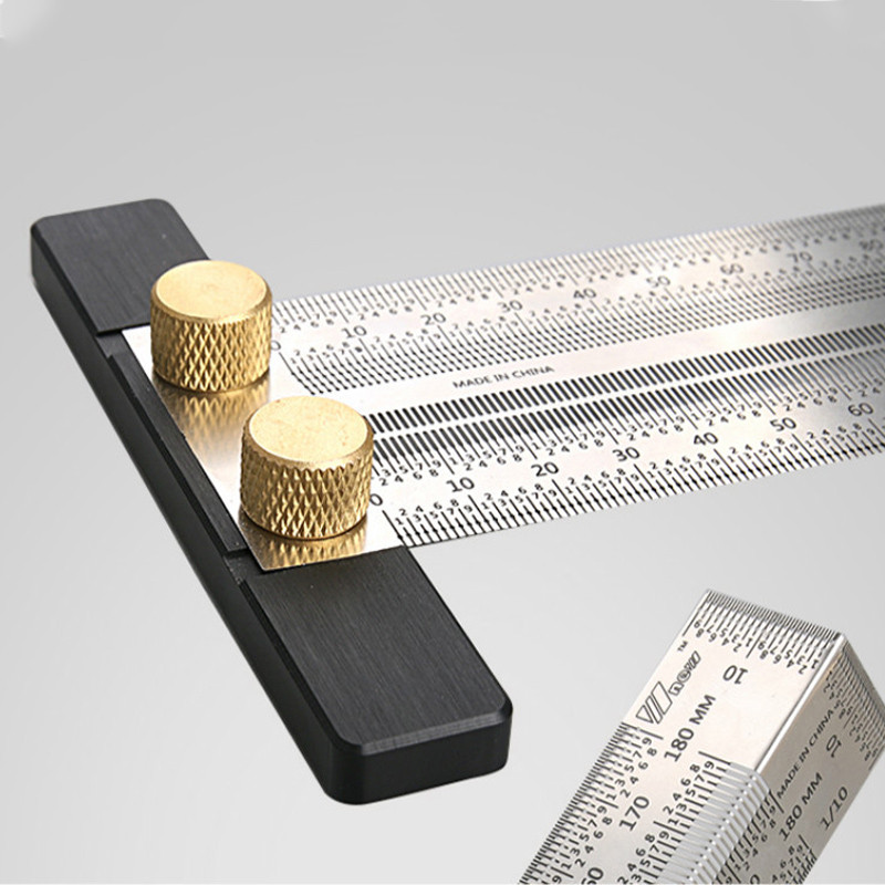 Méretvonalzó T-típus 180/200/300/400mm Lyuk Vonalzó Rozsdamentes Famegmunkálás Leírás Vonalmérő Asztalos